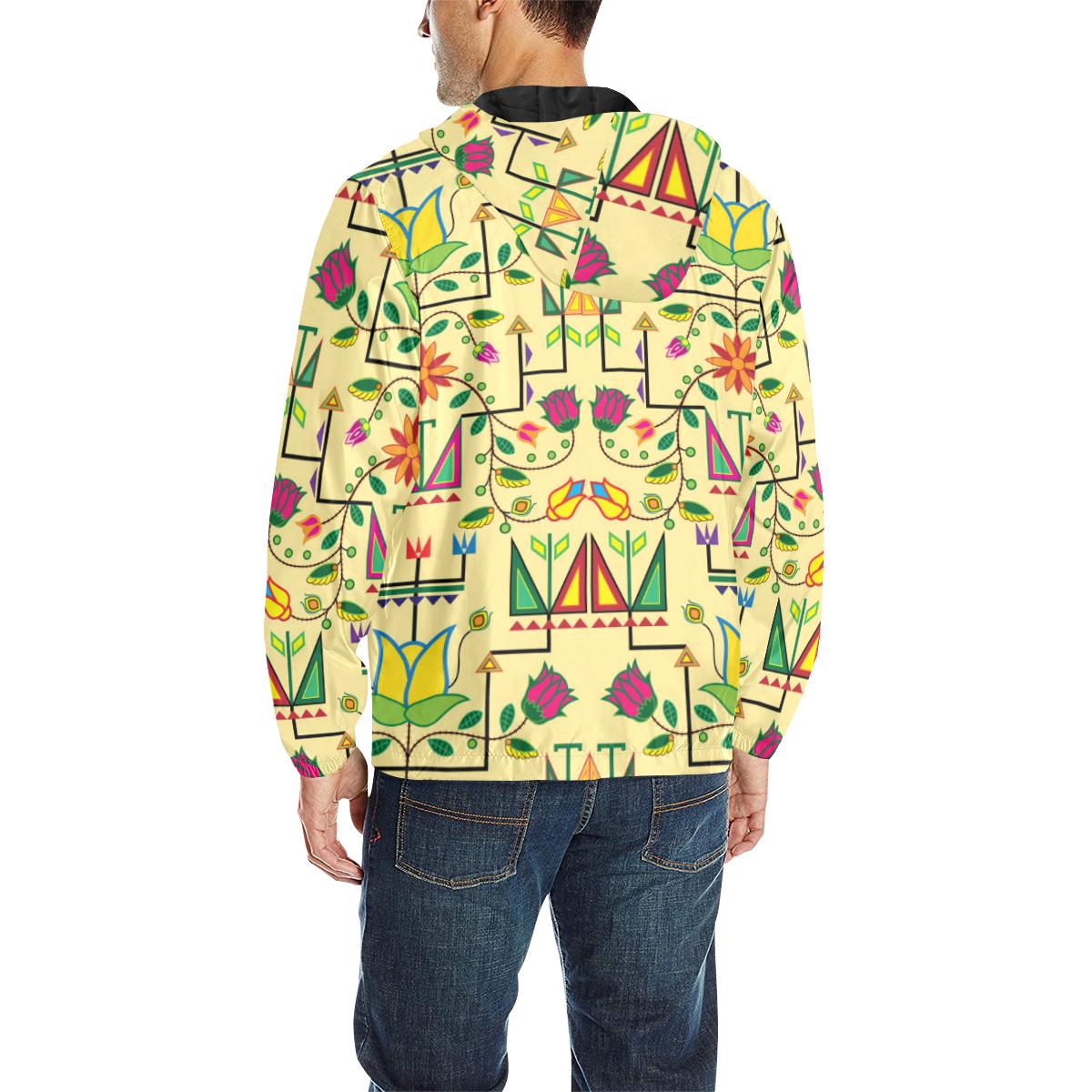 Geometric Floral Summer - Vanilla Unisex Quilted Coat All Over Print Quilted Windbreaker for Men (H35) e-joyer 