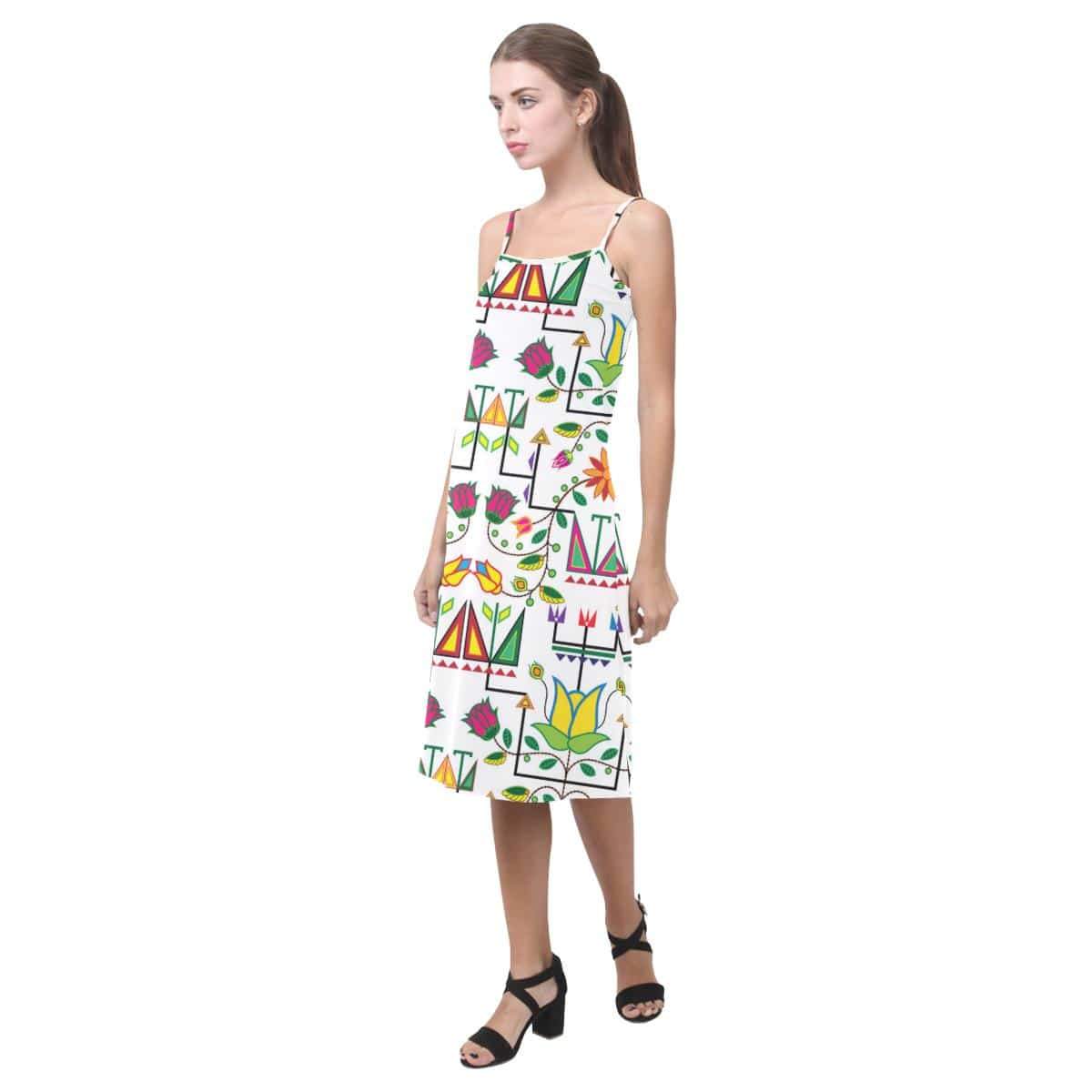 Geometric Floral Summer - White Alcestis Slip Dress (Model D05) Alcestis Slip Dress (D05) e-joyer 