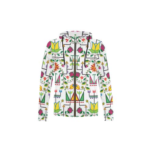 Geometric Floral Summer-White All Over Print Full Zip Hoodie for Kid (Model H14) All Over Print Full Zip Hoodie for Kid (H14) e-joyer 