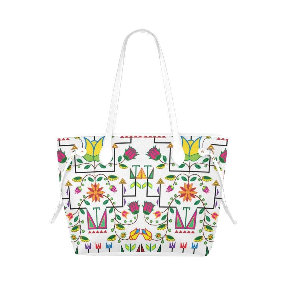 Geometric Floral Summer - White Clover Canvas Tote Bag (Model 1661) Clover Canvas Tote Bag (1661) e-joyer 