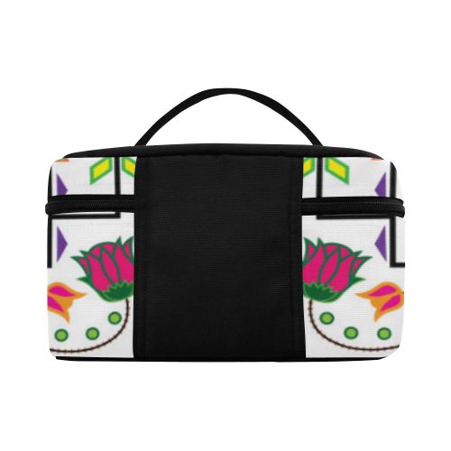 Geometric Floral Summer-White Cosmetic Bag/Large (Model 1658) Cosmetic Bag e-joyer 