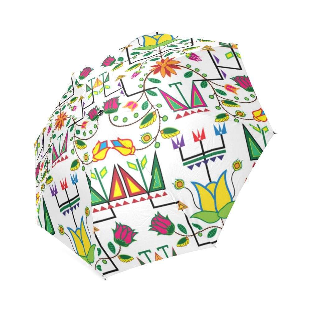 Geometric Floral Summer-White Foldable Umbrella Foldable Umbrella e-joyer 