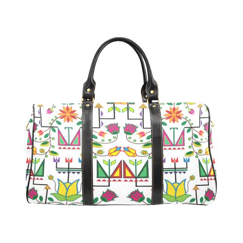 Geometric Floral Summer-White New Waterproof Travel Bag/Large (Model 1639) Waterproof Travel Bags (1639) e-joyer 