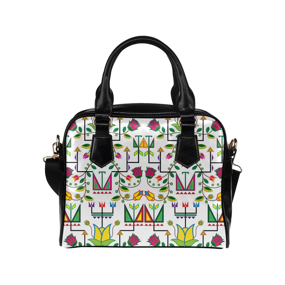 Geometric Floral Summer-White Shoulder Handbag (Model 1634) Shoulder Handbags (1634) e-joyer 