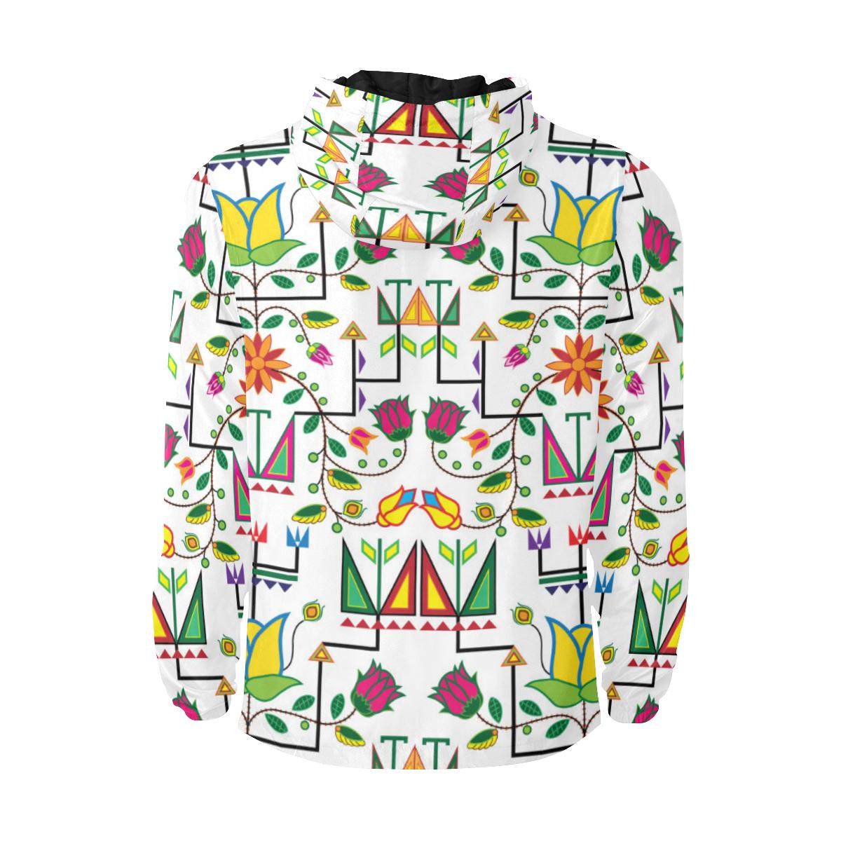 Geometric Floral Summer - White Unisex Quilted Coat All Over Print Quilted Windbreaker for Men (H35) e-joyer 