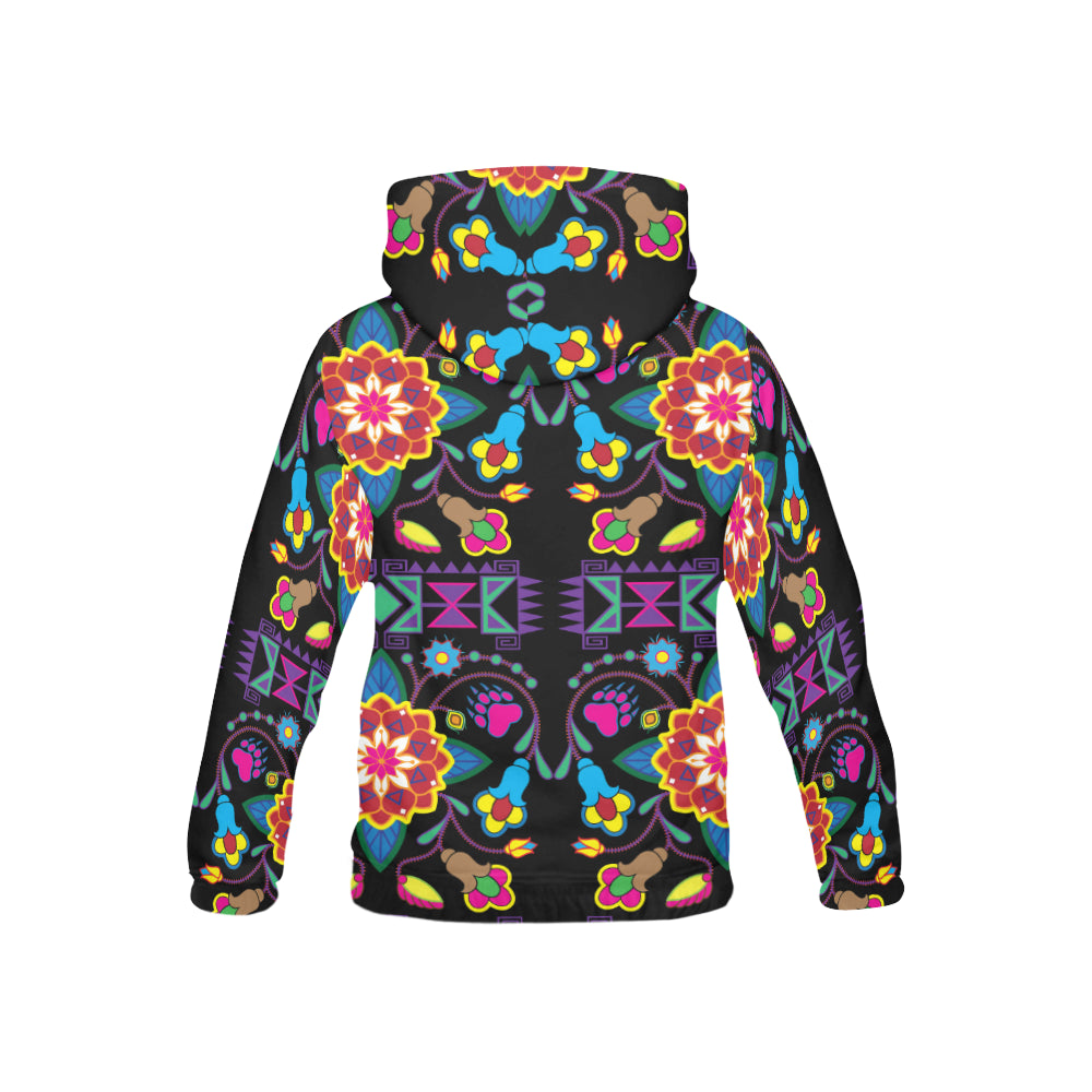Geometric Floral Winter-Black All Over Print Hoodie for Kid (USA Size) (Model H13) All Over Print Hoodie for Kid (H13) e-joyer 