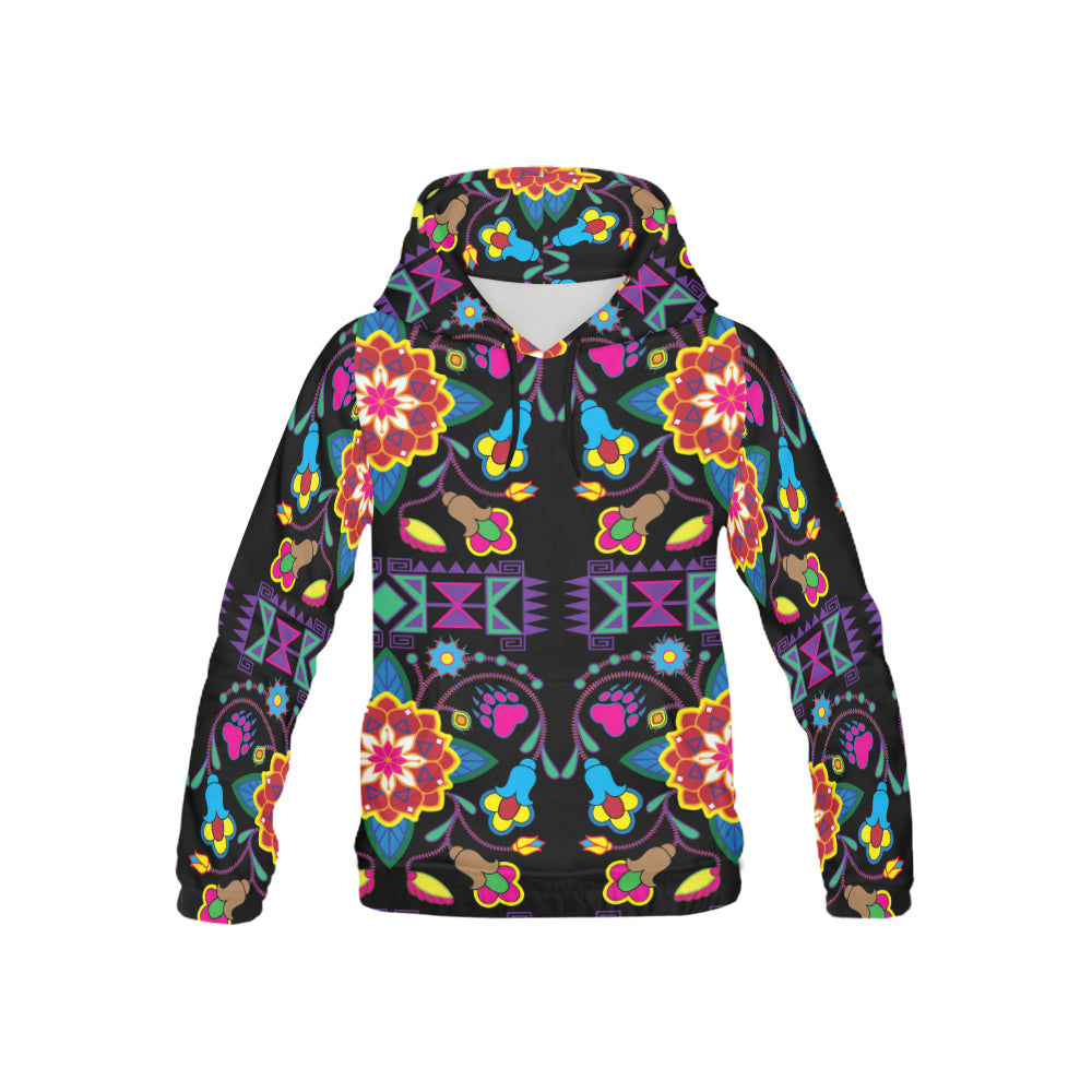 Geometric Floral Winter-Black All Over Print Hoodie for Kid (USA Size) (Model H13) All Over Print Hoodie for Kid (H13) e-joyer 