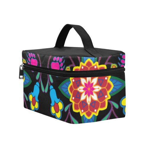 Geometric Floral Winter-Black Cosmetic Bag/Large (Model 1658) Cosmetic Bag e-joyer 