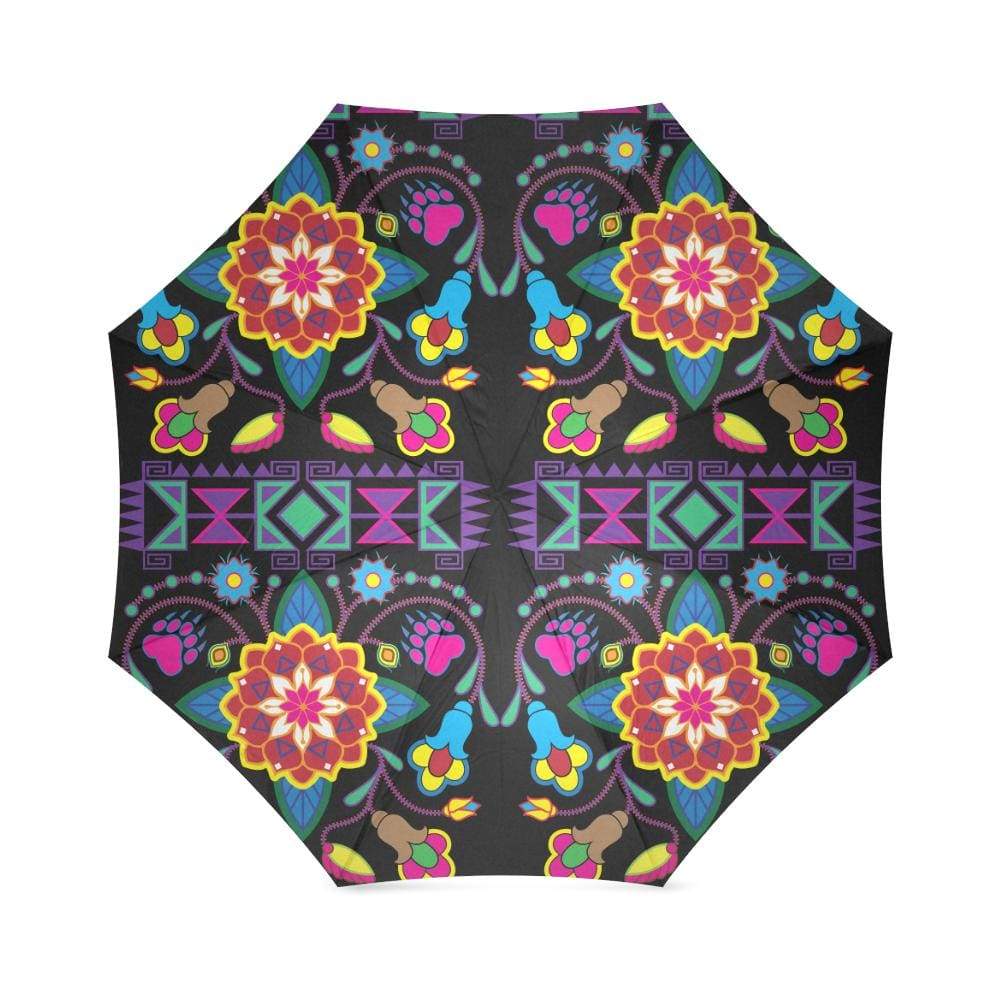 Geometric Floral Winter-Black Foldable Umbrella Foldable Umbrella e-joyer 