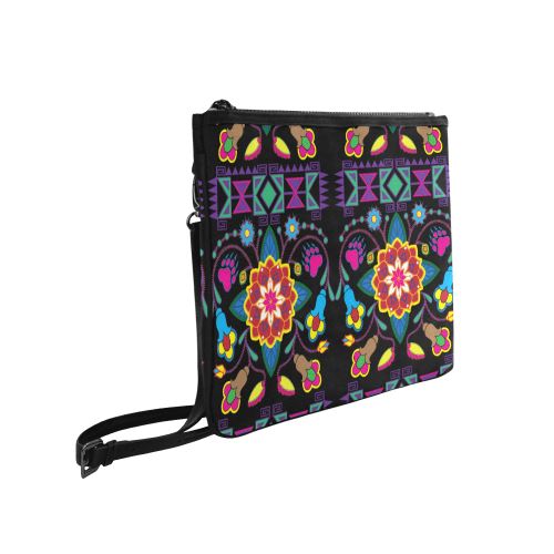 Geometric Floral Winter-Black Slim Clutch Bag (Model 1668) Slim Clutch Bags (1668) e-joyer 