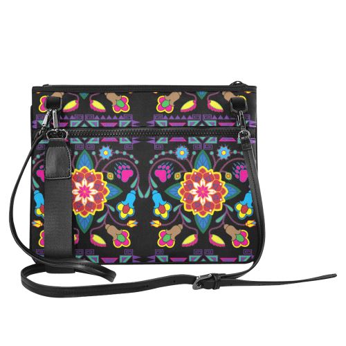 Geometric Floral Winter-Black Slim Clutch Bag (Model 1668) Slim Clutch Bags (1668) e-joyer 