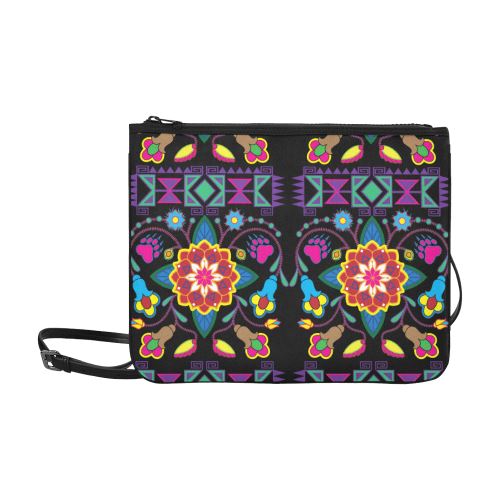 Geometric Floral Winter-Black Slim Clutch Bag (Model 1668) Slim Clutch Bags (1668) e-joyer 