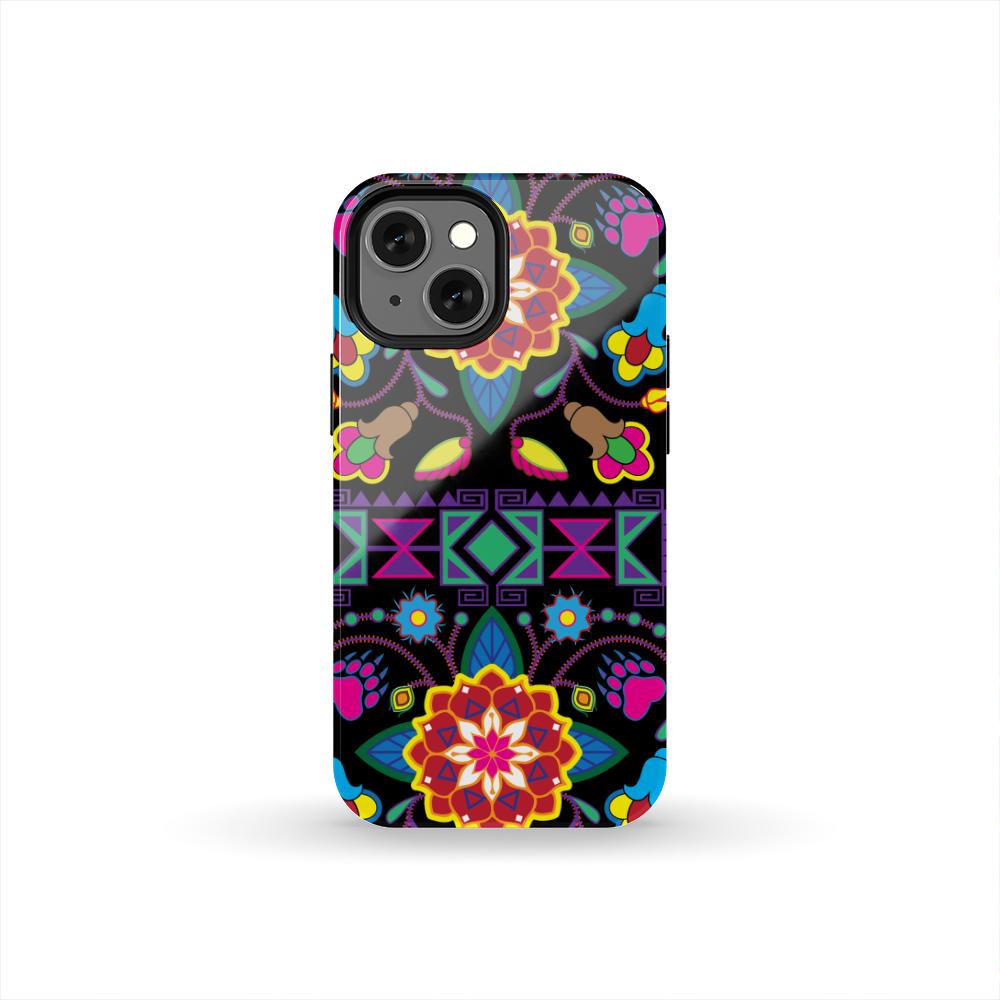 Geometric Floral Winter - Black Tough Case Tough Case wc-fulfillment iPhone 13 Mini 