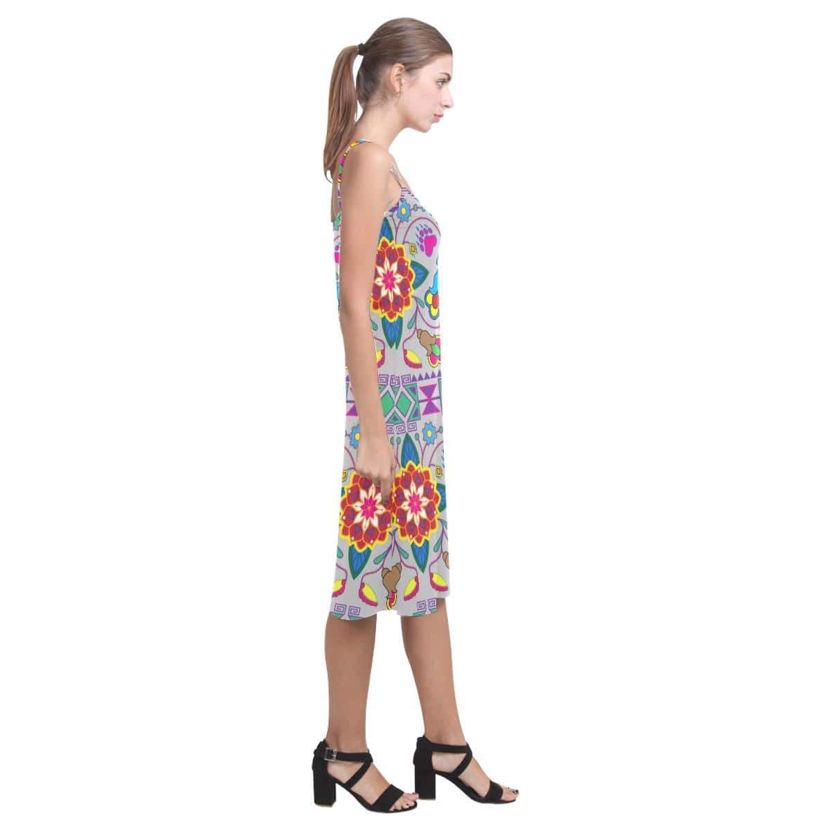 Geometric Floral Winter - Gray Alcestis Slip Dress (Model D05) Alcestis Slip Dress (D05) e-joyer 
