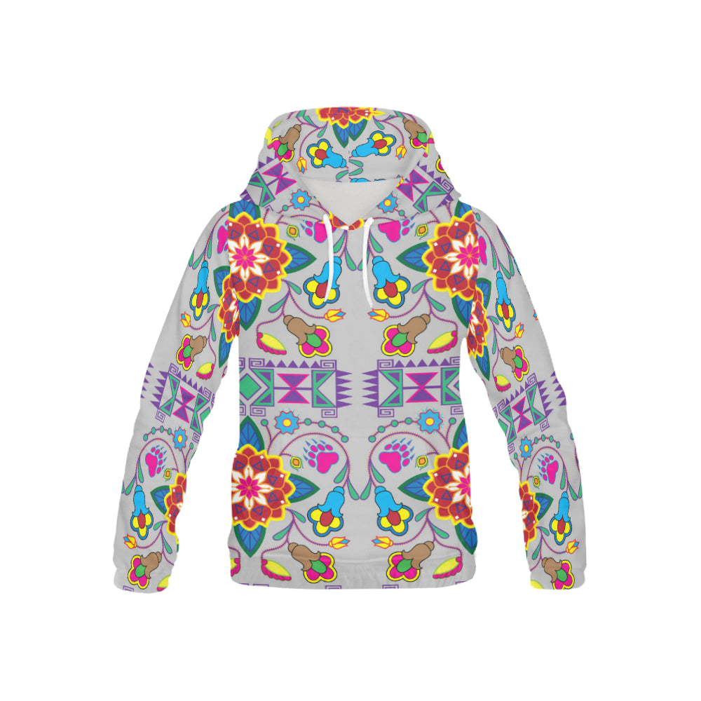 Geometric Floral Winter-Gray All Over Print Hoodie for Kid (USA Size) (Model H13) All Over Print Hoodie for Kid (H13) e-joyer 