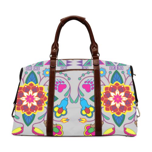 Geometric Floral Winter-Gray Classic Travel Bag (Model 1643) Remake Classic Travel Bags (1643) e-joyer 