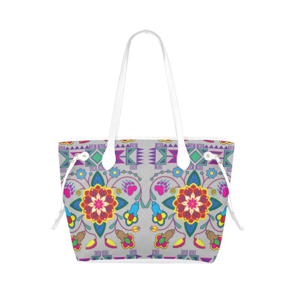 Geometric Floral Winter - Gray Clover Canvas Tote Bag (Model 1661) Clover Canvas Tote Bag (1661) e-joyer 