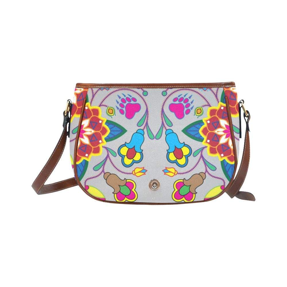 Geometric Floral Winter - Gray Saddle Bag/Small (Model 1649) Full Customization Saddle Bag/Small (Full Customization) e-joyer 