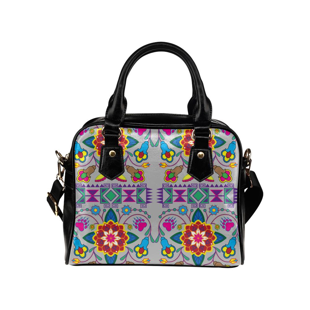 Geometric Floral Winter-Gray Shoulder Handbag (Model 1634) Shoulder Handbags (1634) e-joyer 