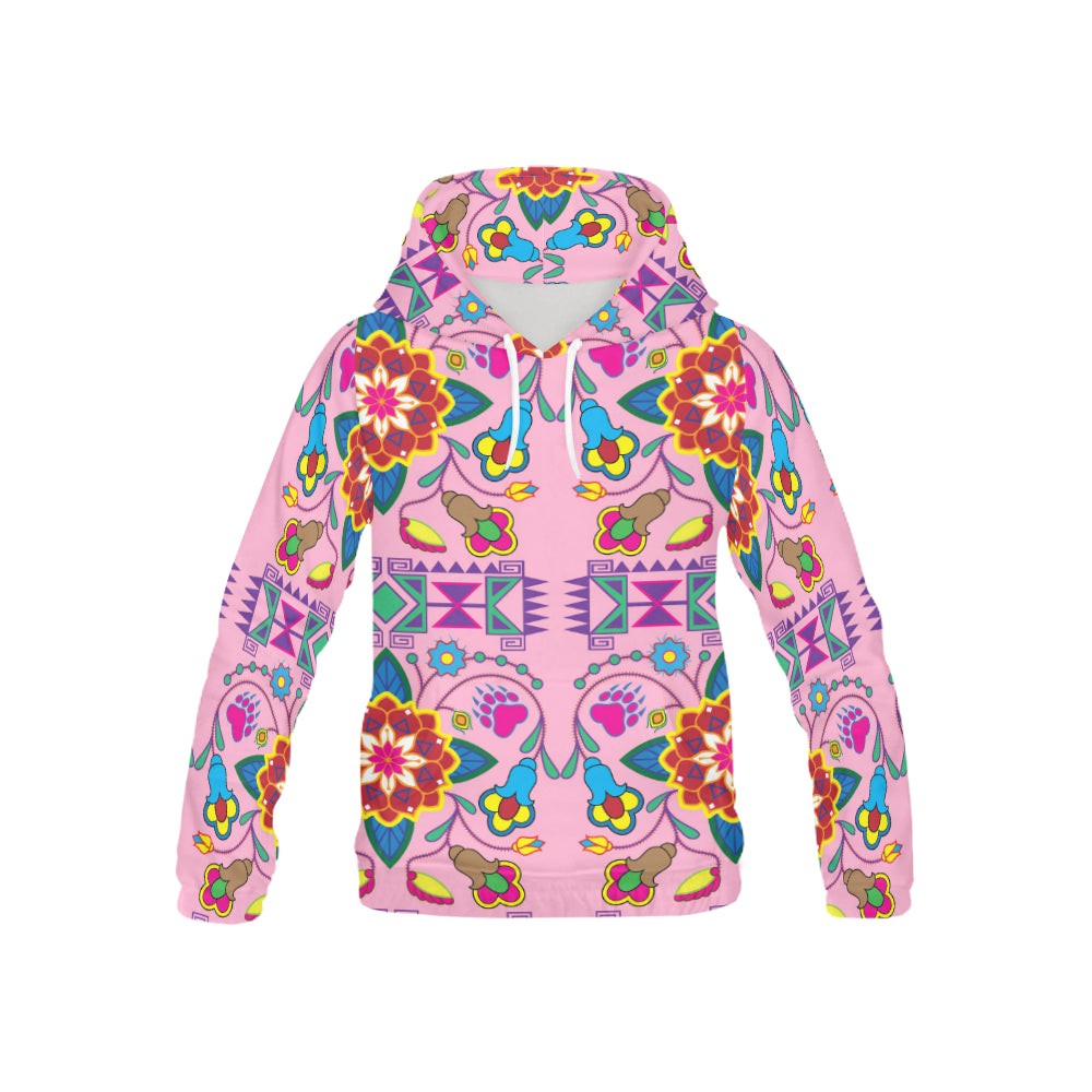Geometric Floral Winter-Pink All Over Print Hoodie for Kid (USA Size) (Model H13) All Over Print Hoodie for Kid (H13) e-joyer 