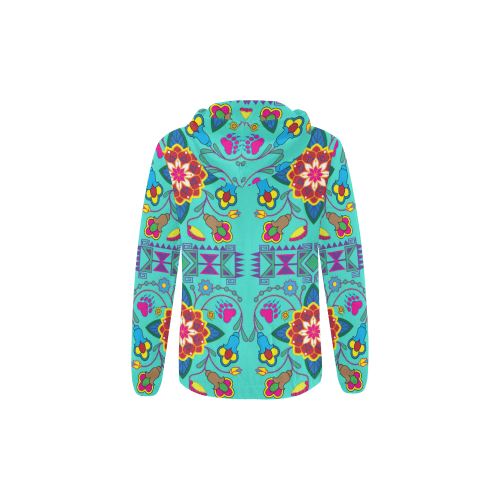 Geometric Floral Winter-Sky All Over Print Full Zip Hoodie for Kid (Model H14) All Over Print Full Zip Hoodie for Kid (H14) e-joyer 