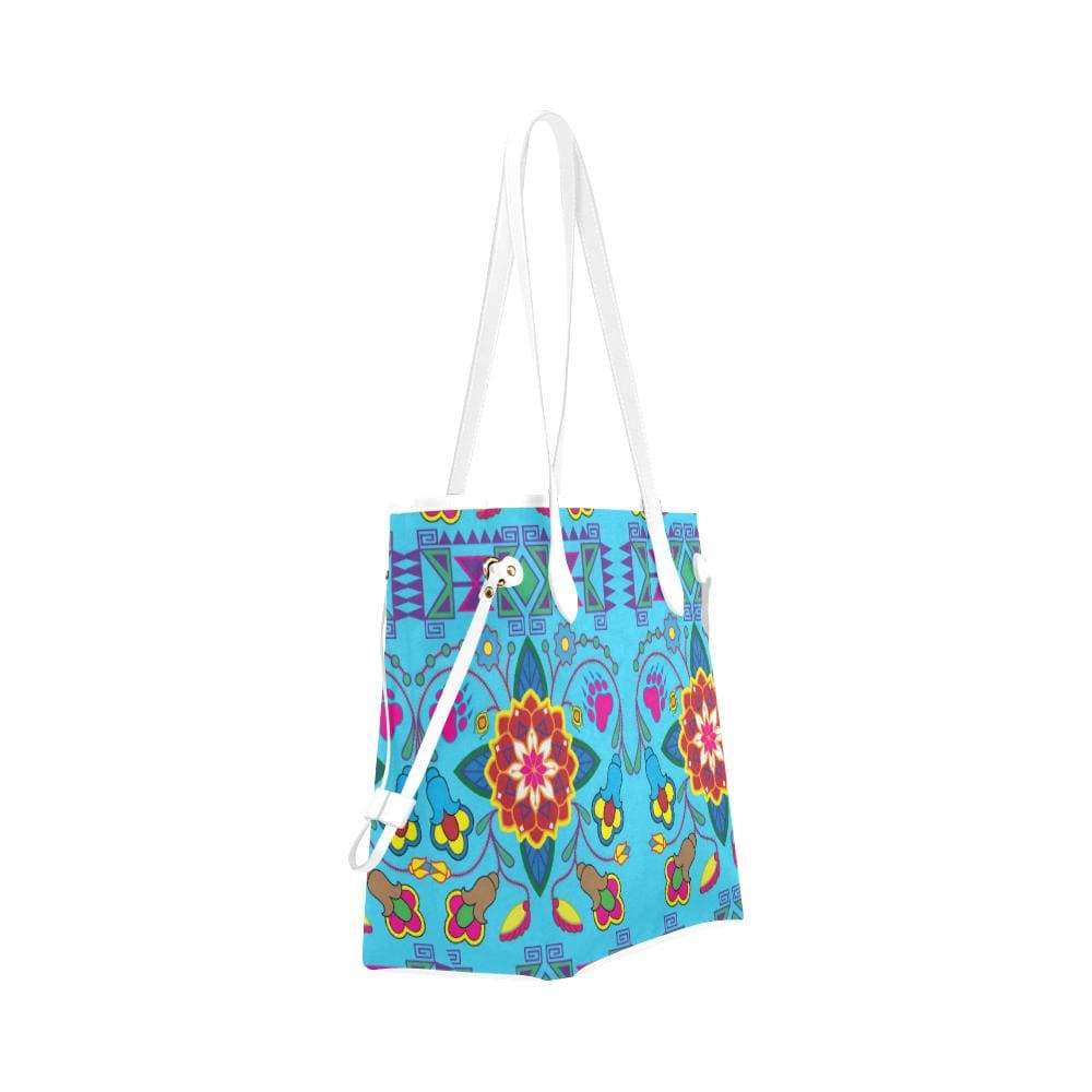 Geometric Floral Winter - Sky Blue Clover Canvas Tote Bag (Model 1661) Clover Canvas Tote Bag (1661) e-joyer 