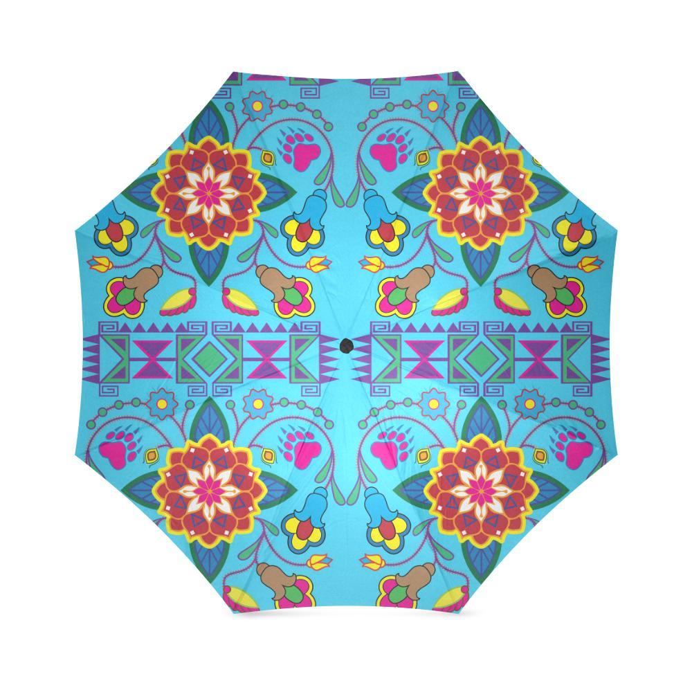 Geometric Floral Winter-Sky Blue Foldable Umbrella Foldable Umbrella e-joyer 