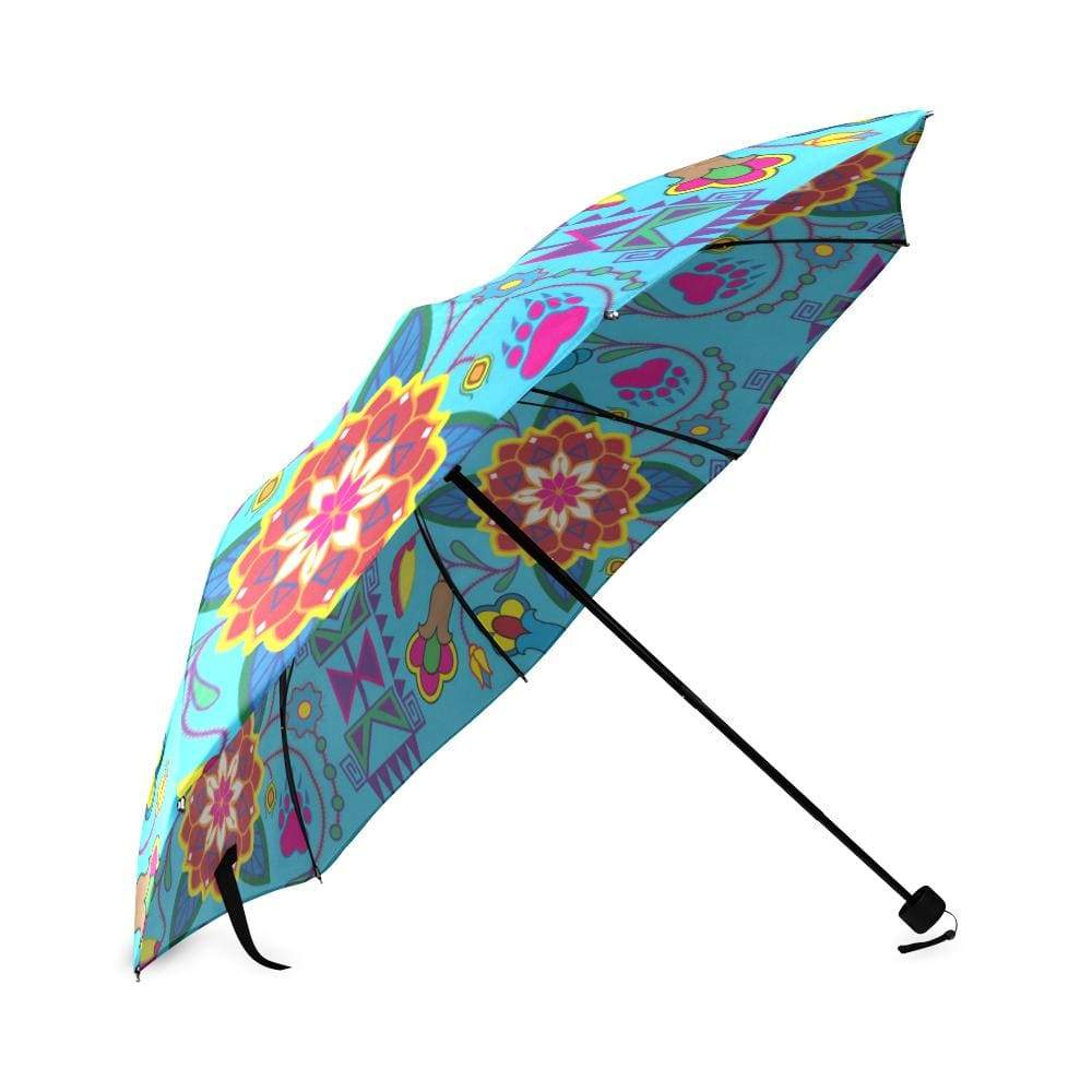 Geometric Floral Winter-Sky Blue Foldable Umbrella Foldable Umbrella e-joyer 