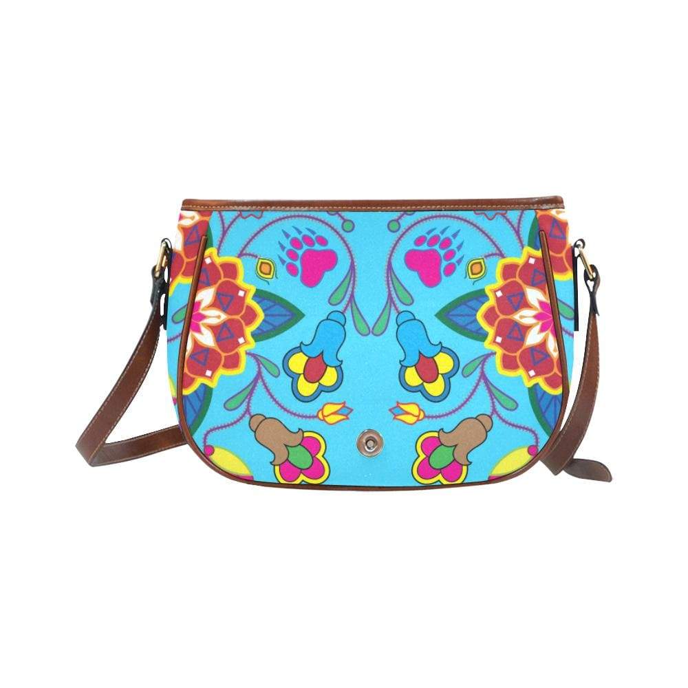 Geometric Floral Winter - Sky Blue Saddle Bag/Small (Model 1649) Full Customization Saddle Bag/Small (Full Customization) e-joyer 