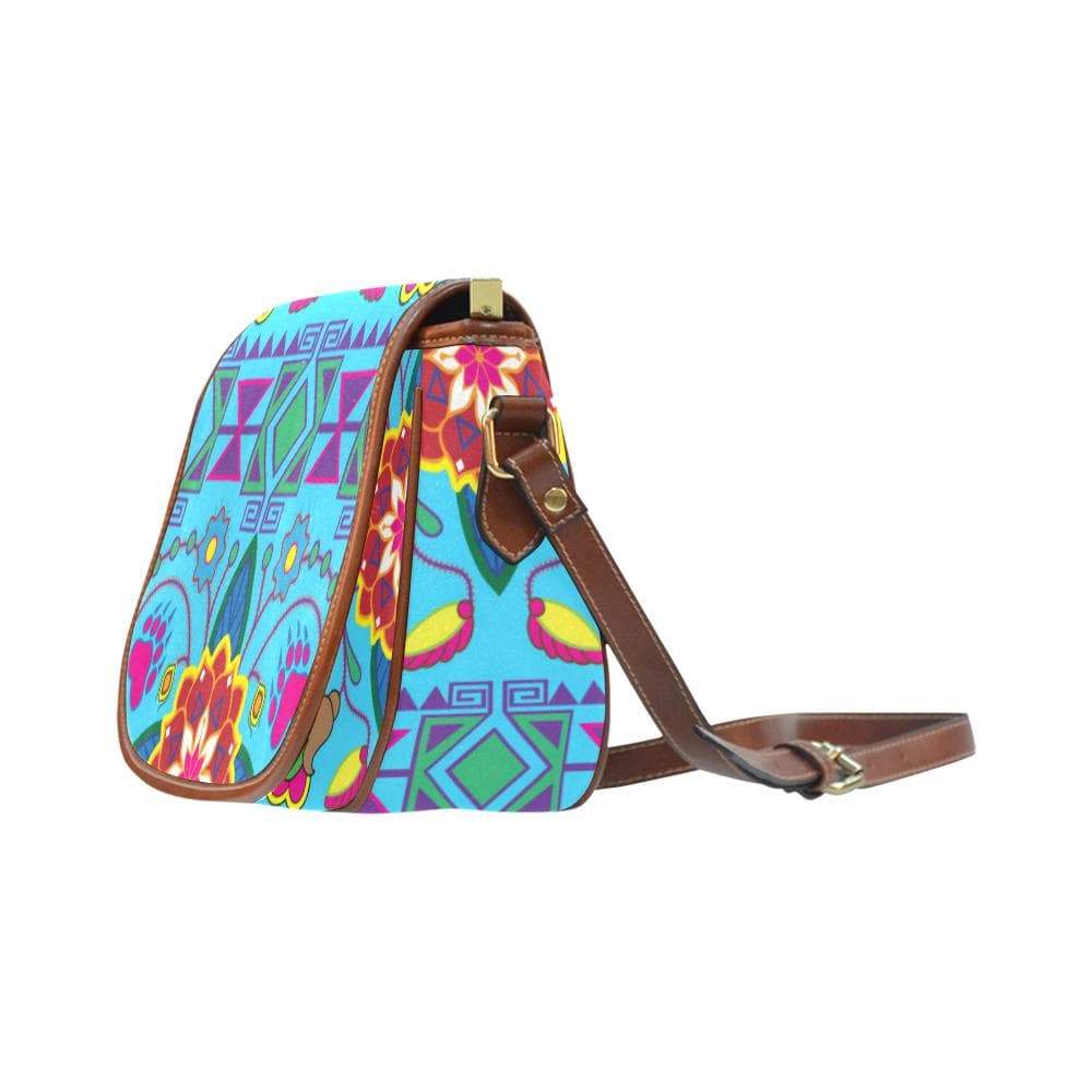 Geometric Floral Winter - Sky Blue Saddle Bag/Small (Model 1649) Full Customization Saddle Bag/Small (Full Customization) e-joyer 