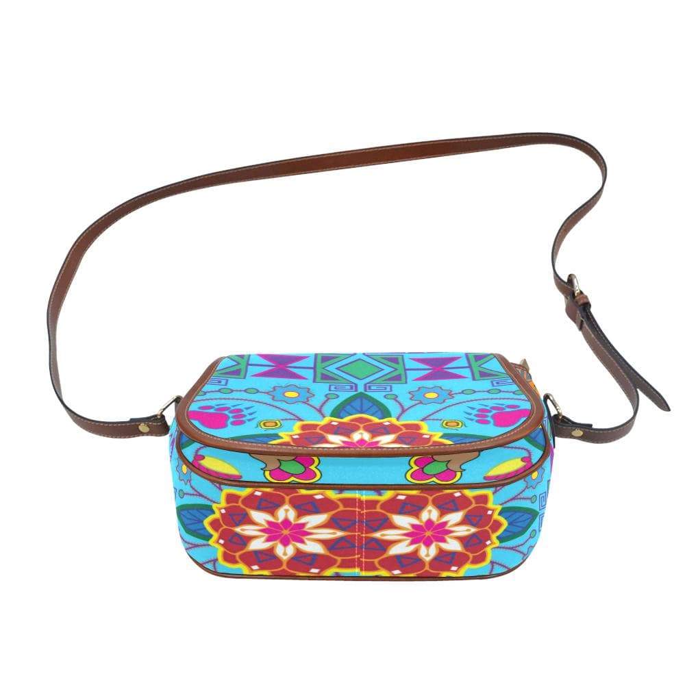 Geometric Floral Winter - Sky Blue Saddle Bag/Small (Model 1649) Full Customization Saddle Bag/Small (Full Customization) e-joyer 