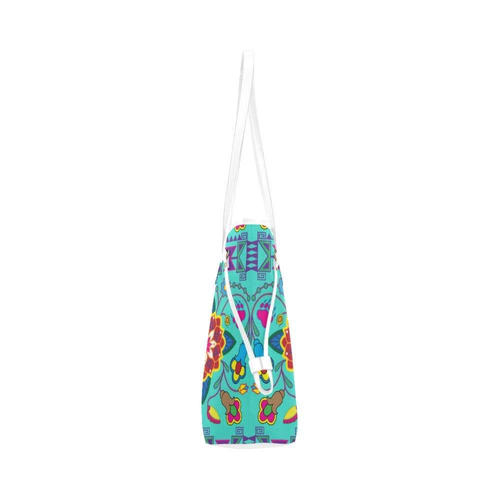 Geometric Floral Winter - Sky Clover Canvas Tote Bag (Model 1661) Clover Canvas Tote Bag (1661) e-joyer 