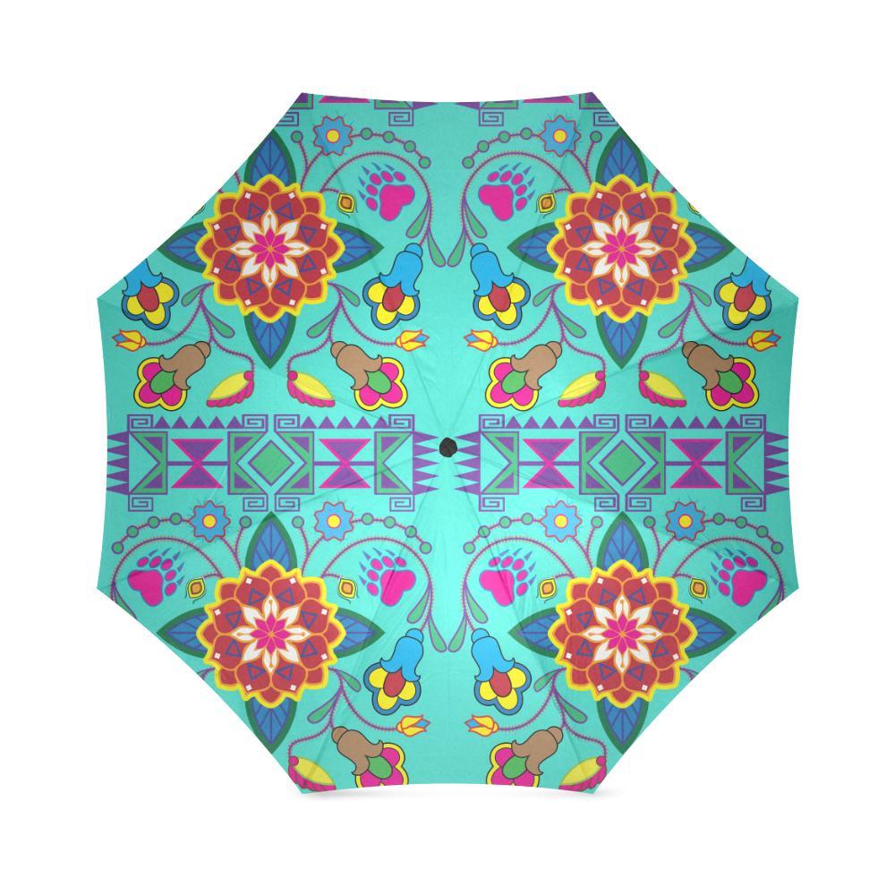 Geometric Floral Winter-Sky Foldable Umbrella Foldable Umbrella e-joyer 