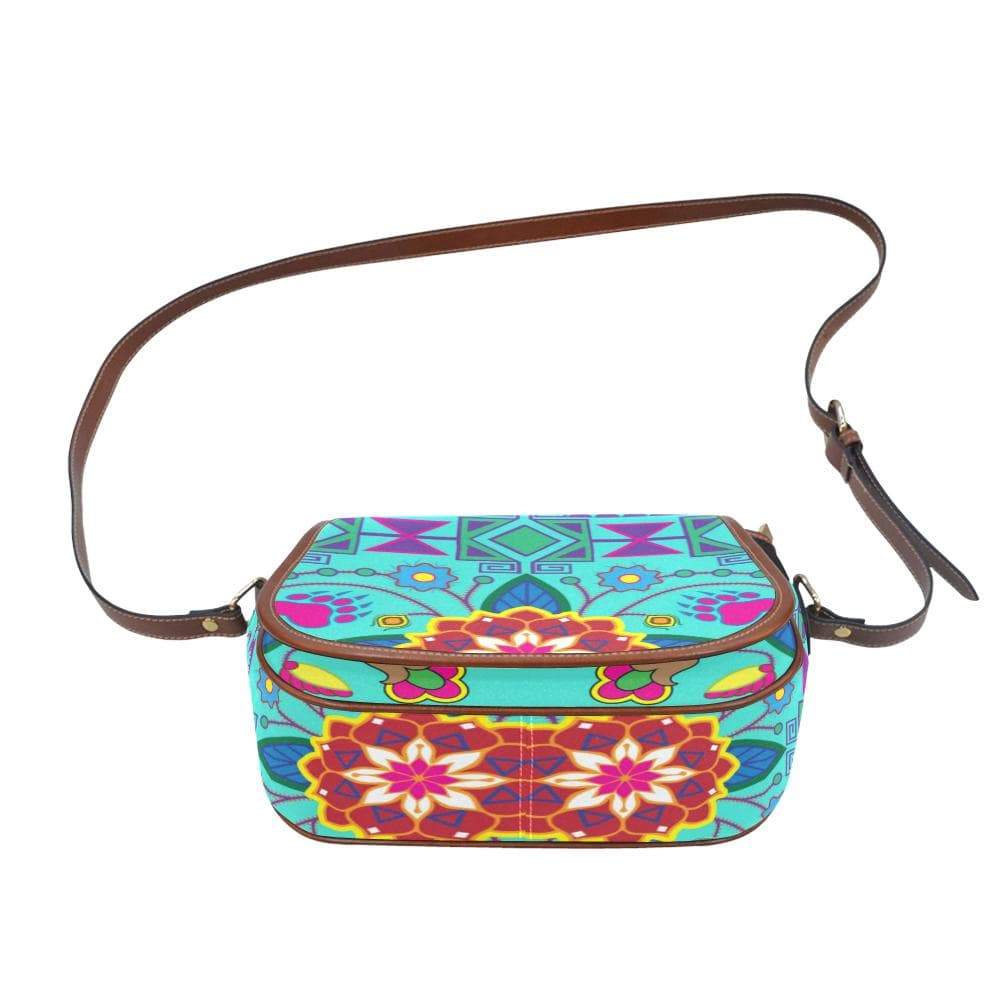 Geometric Floral Winter - Sky Saddle Bag/Small (Model 1649) Full Customization Saddle Bag/Small (Full Customization) e-joyer 