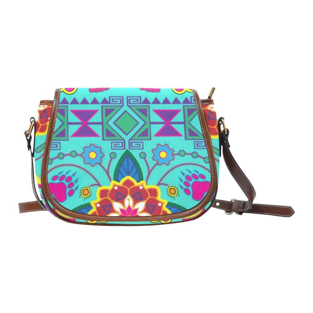 Geometric Floral Winter - Sky Saddle Bag/Small (Model 1649) Full Customization Saddle Bag/Small (Full Customization) e-joyer 