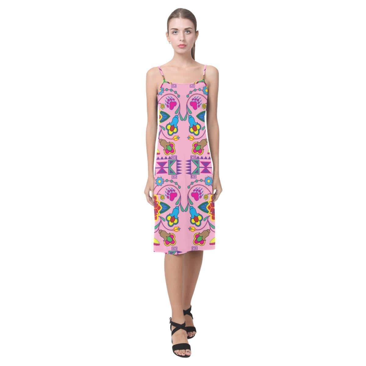 Geometric Floral Winter - Sunset Alcestis Slip Dress (Model D05) Alcestis Slip Dress (D05) e-joyer 