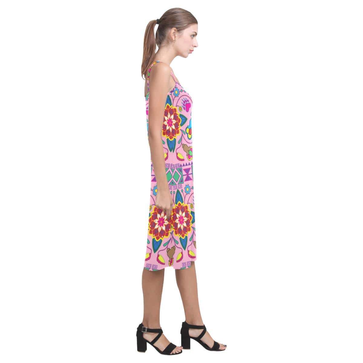Geometric Floral Winter - Sunset Alcestis Slip Dress (Model D05) Alcestis Slip Dress (D05) e-joyer 