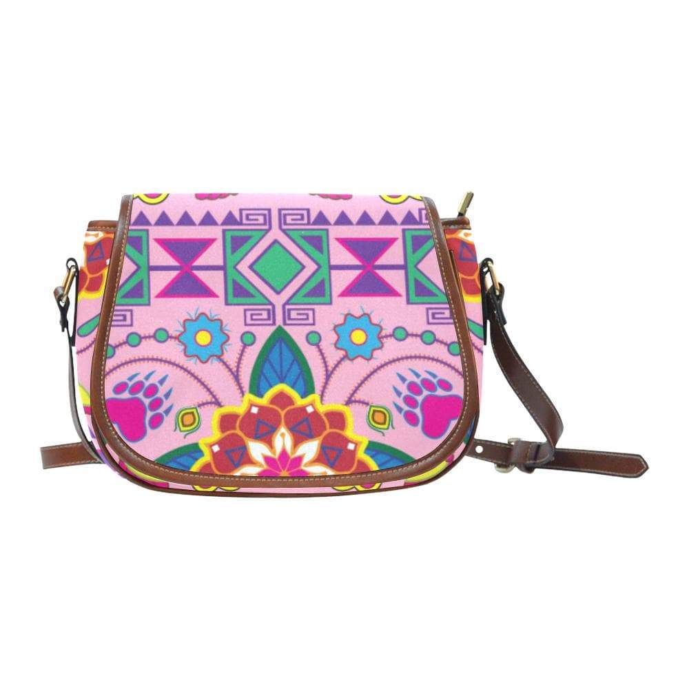 Geometric Floral Winter - Sunset Saddle Bag/Small (Model 1649) Full Customization Saddle Bag/Small (Full Customization) e-joyer 