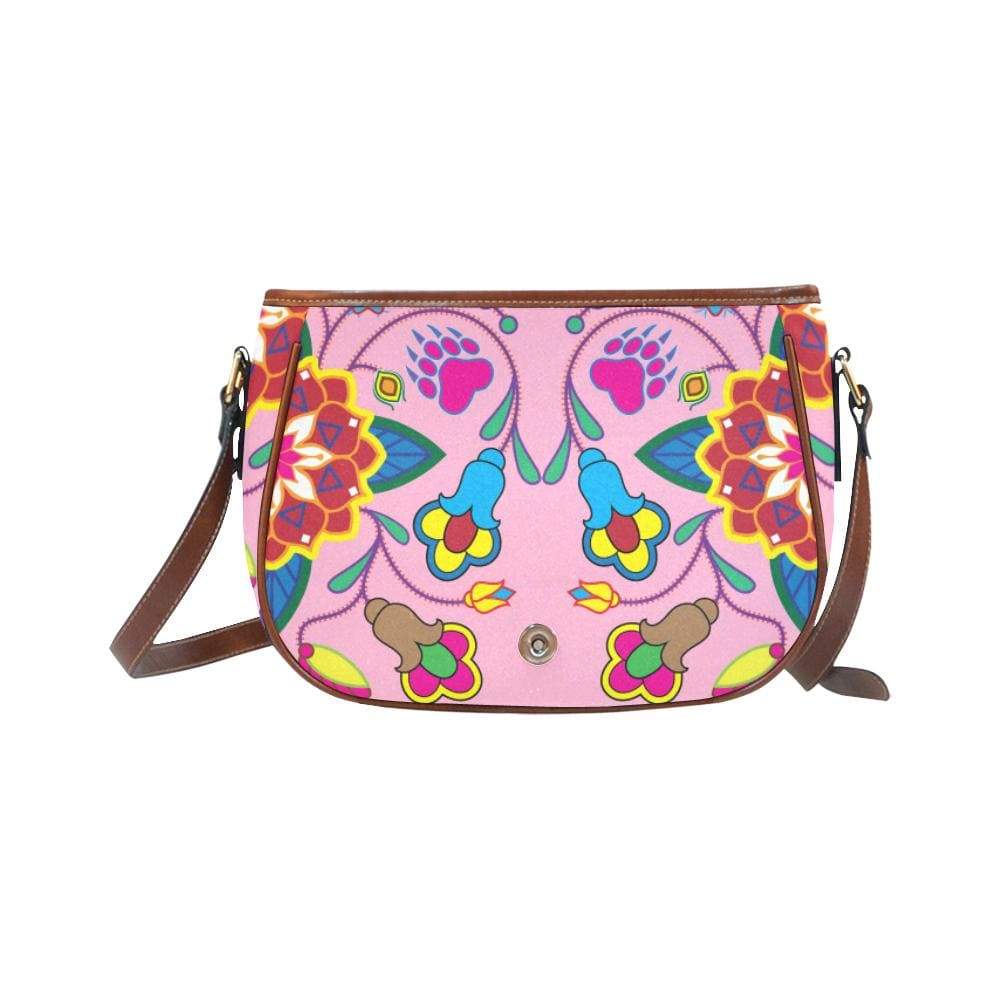 Geometric Floral Winter - Sunset Saddle Bag/Small (Model 1649) Full Customization Saddle Bag/Small (Full Customization) e-joyer 