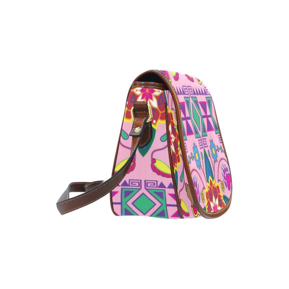 Geometric Floral Winter - Sunset Saddle Bag/Small (Model 1649) Full Customization Saddle Bag/Small (Full Customization) e-joyer 