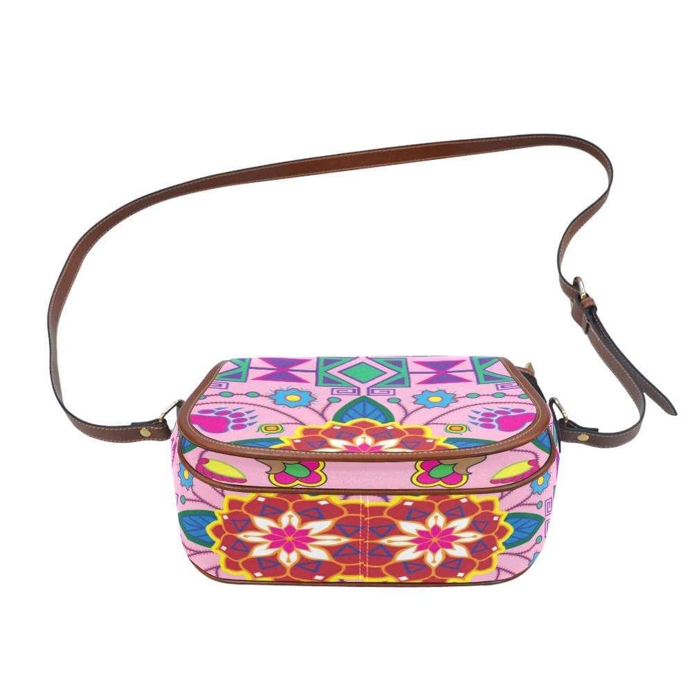 Geometric Floral Winter - Sunset Saddle Bag/Small (Model 1649) Full Customization Saddle Bag/Small (Full Customization) e-joyer 