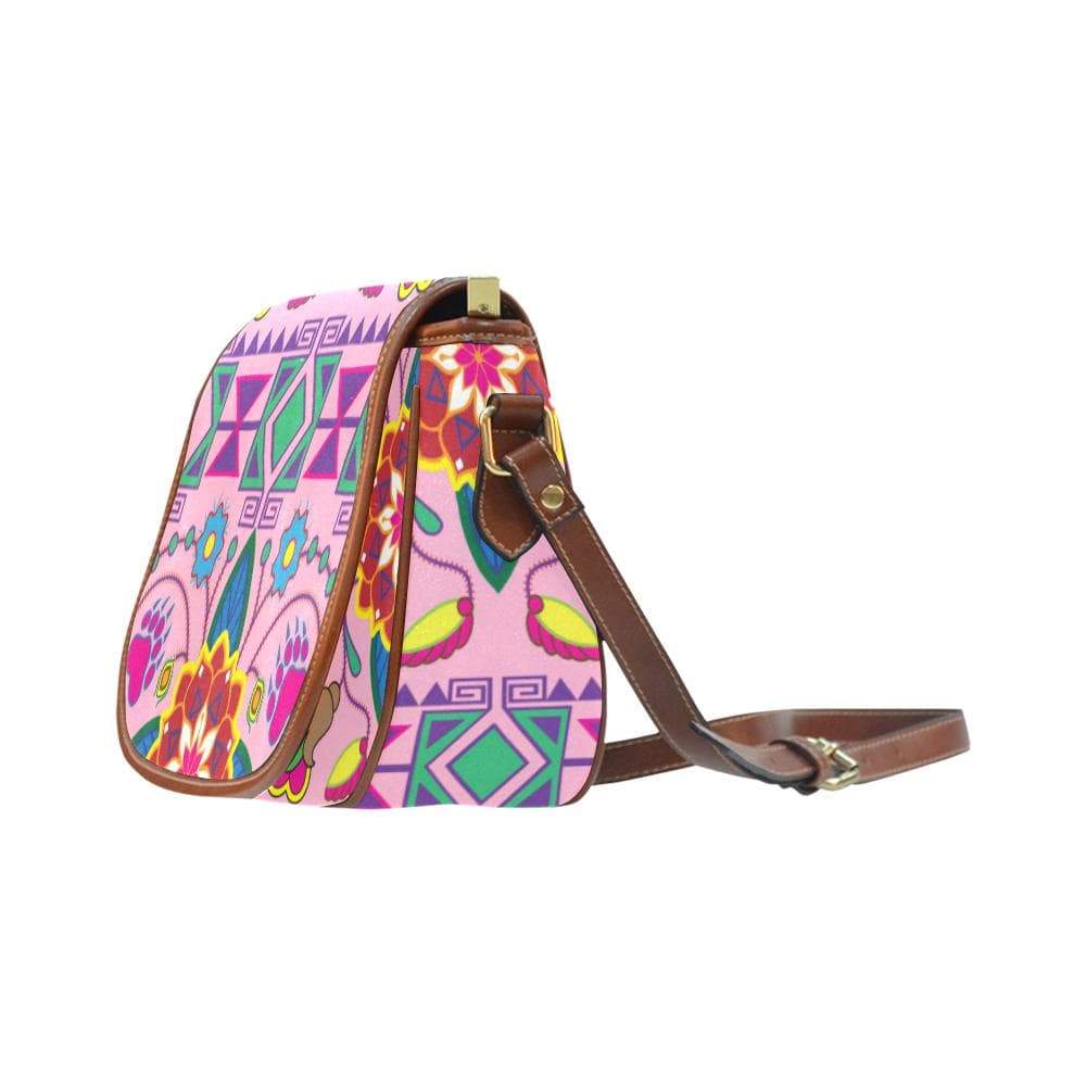 Geometric Floral Winter - Sunset Saddle Bag/Small (Model 1649) Full Customization Saddle Bag/Small (Full Customization) e-joyer 