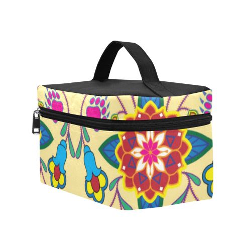 Geometric Floral Winter-Vanilla Cosmetic Bag/Large (Model 1658) Cosmetic Bag e-joyer 