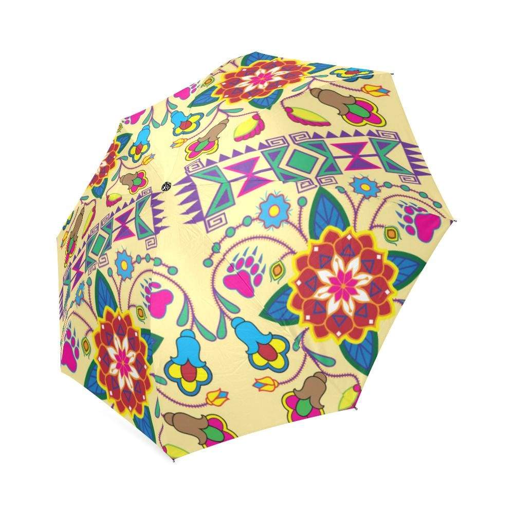 Geometric Floral Winter-Vanilla Foldable Umbrella Foldable Umbrella e-joyer 
