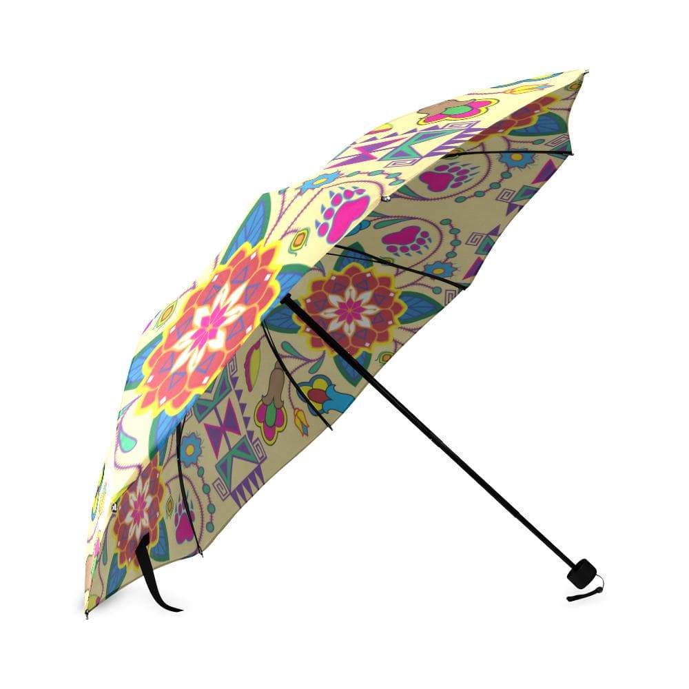 Geometric Floral Winter-Vanilla Foldable Umbrella Foldable Umbrella e-joyer 