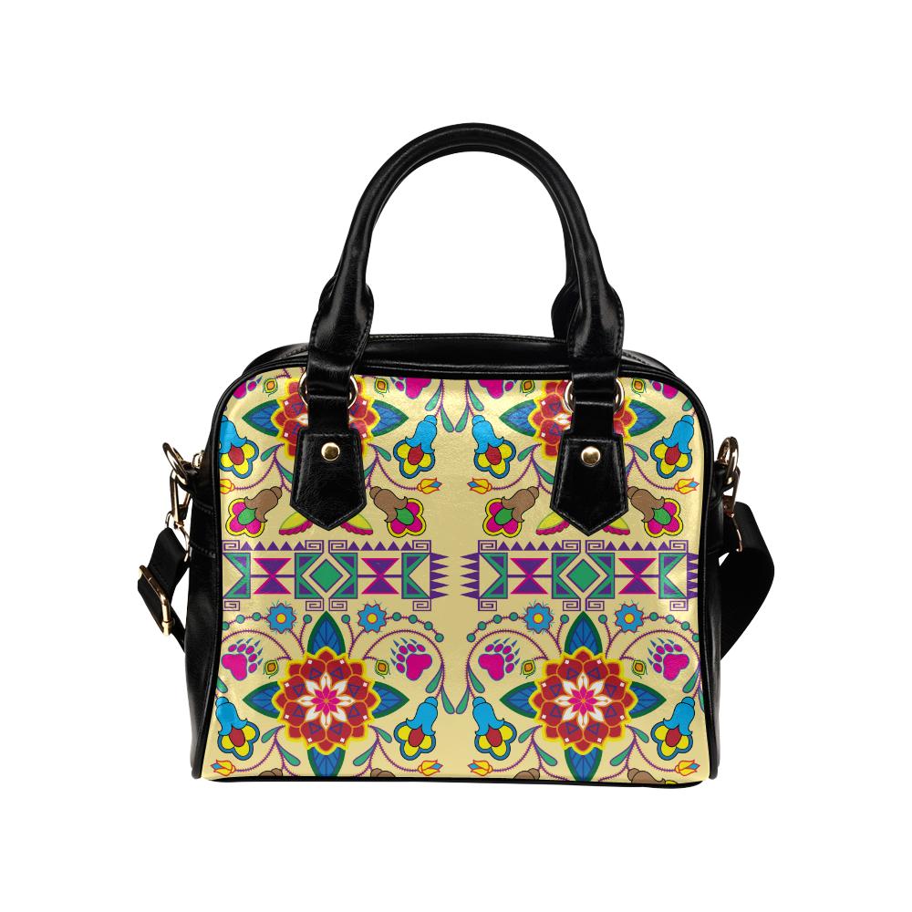 Geometric Floral Winter-Vanilla Shoulder Handbag (Model 1634) Shoulder Handbags (1634) e-joyer 