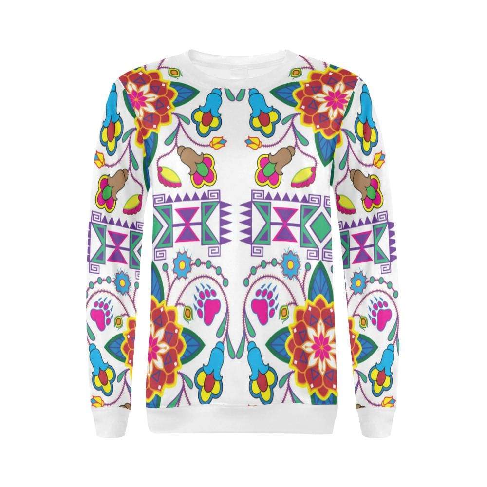 Geometric Floral Winter-White All Over Print Crewneck Sweatshirt for Women (Model H18) Crewneck Sweatshirt for Women (H18) e-joyer 