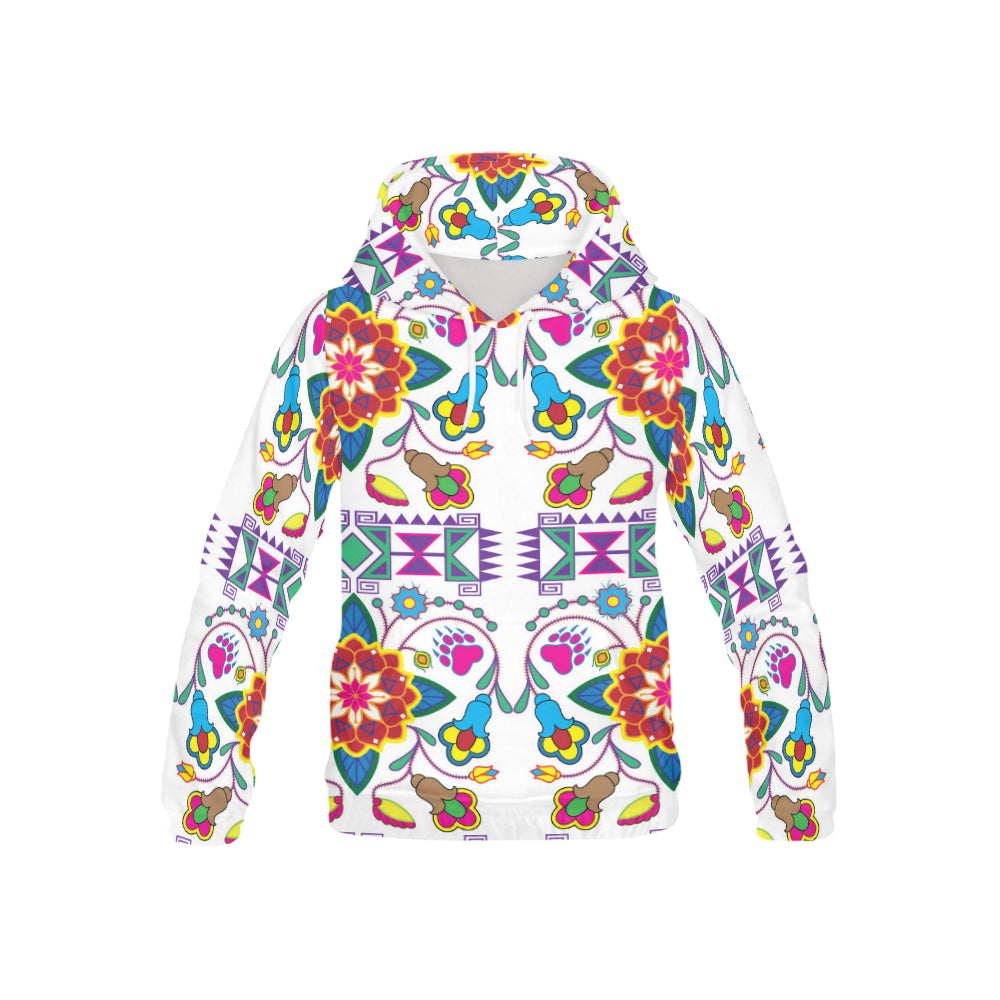 Geometric Floral Winter-White All Over Print Hoodie for Kid (USA Size) (Model H13) All Over Print Hoodie for Kid (H13) e-joyer 