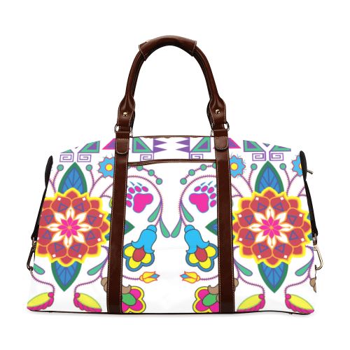 Geometric Floral Winter-White Classic Travel Bag (Model 1643) Remake Classic Travel Bags (1643) e-joyer 