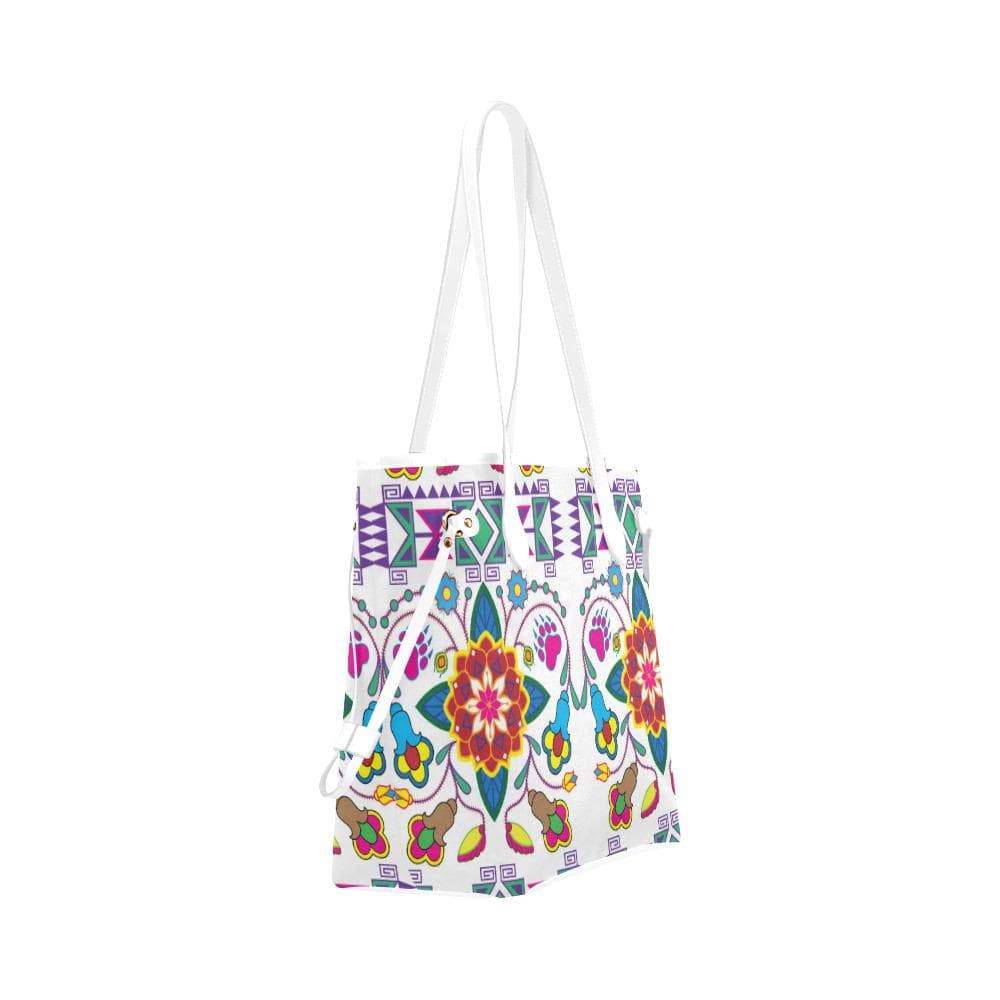 Geometric Floral Winter - White Clover Canvas Tote Bag (Model 1661) Clover Canvas Tote Bag (1661) e-joyer 